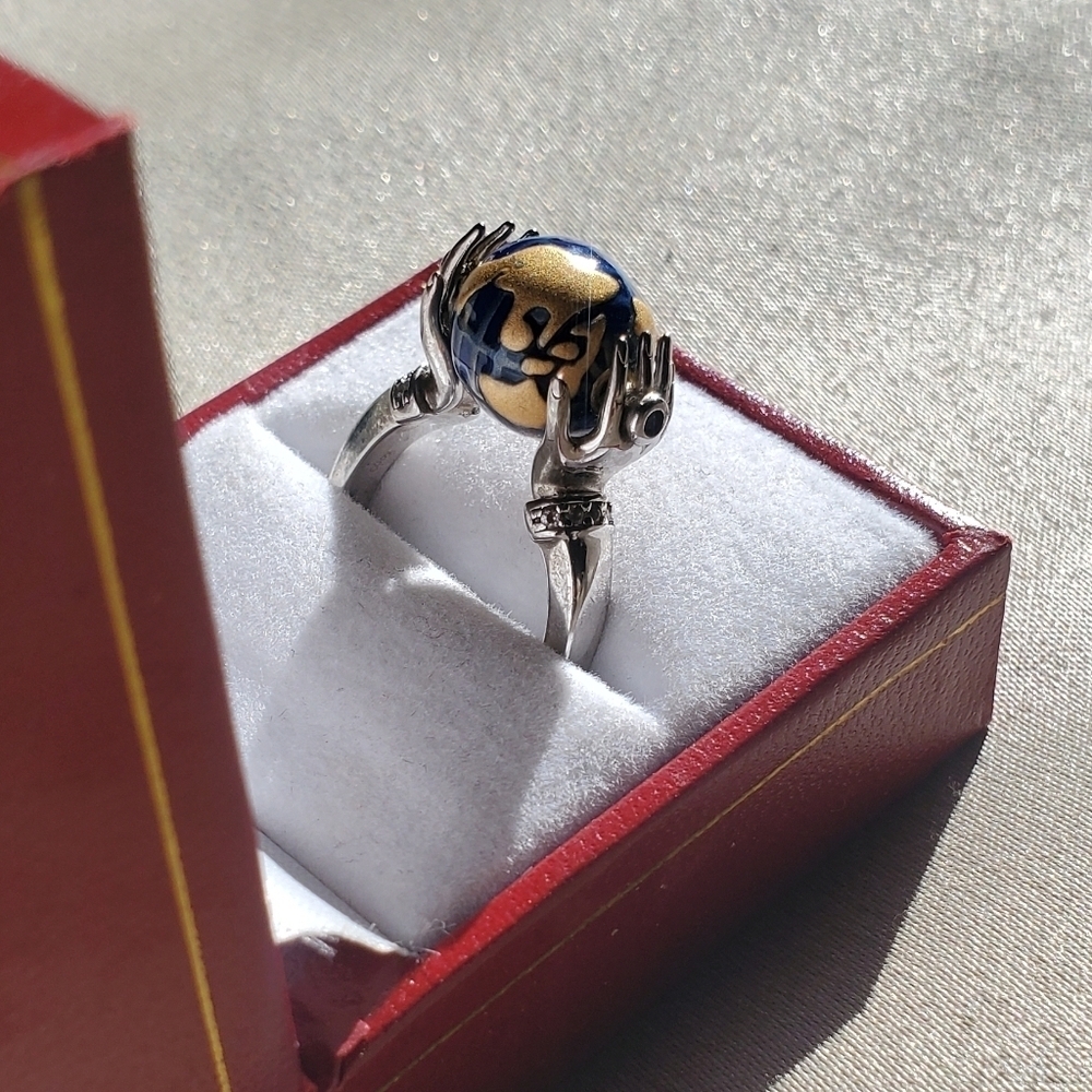 Jade Sapphire White Zircon Platinum Plated Ring